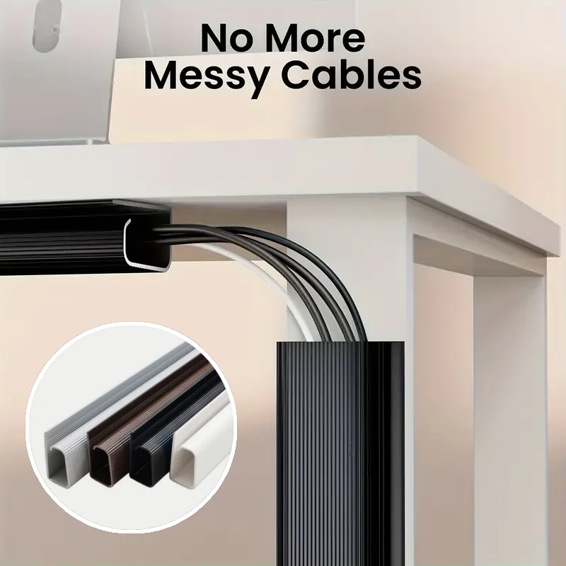 40cm Under Desk Cable Trunking | PVC Wire Hider | Cord Organiser Strip - Thumbnail 2