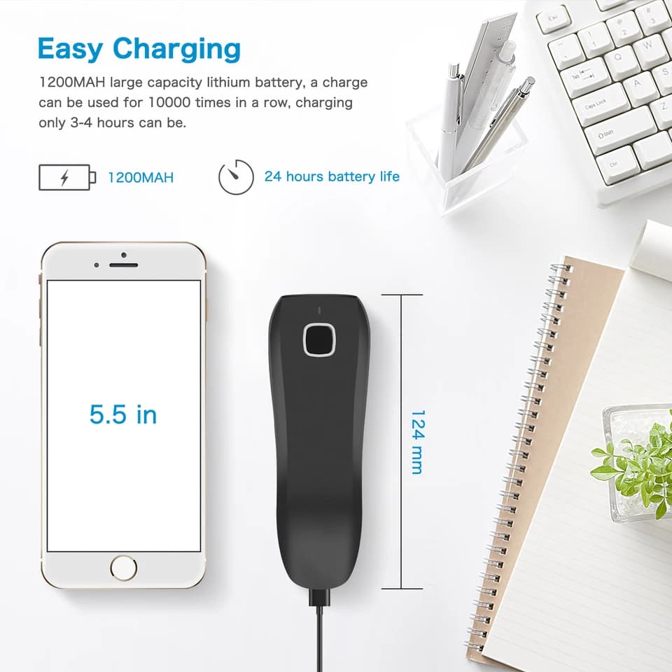 NETUM C750 Bluetooth Barcode Scanner | Pocket 2D 1D QR | Industrial Use - Thumbnail 5