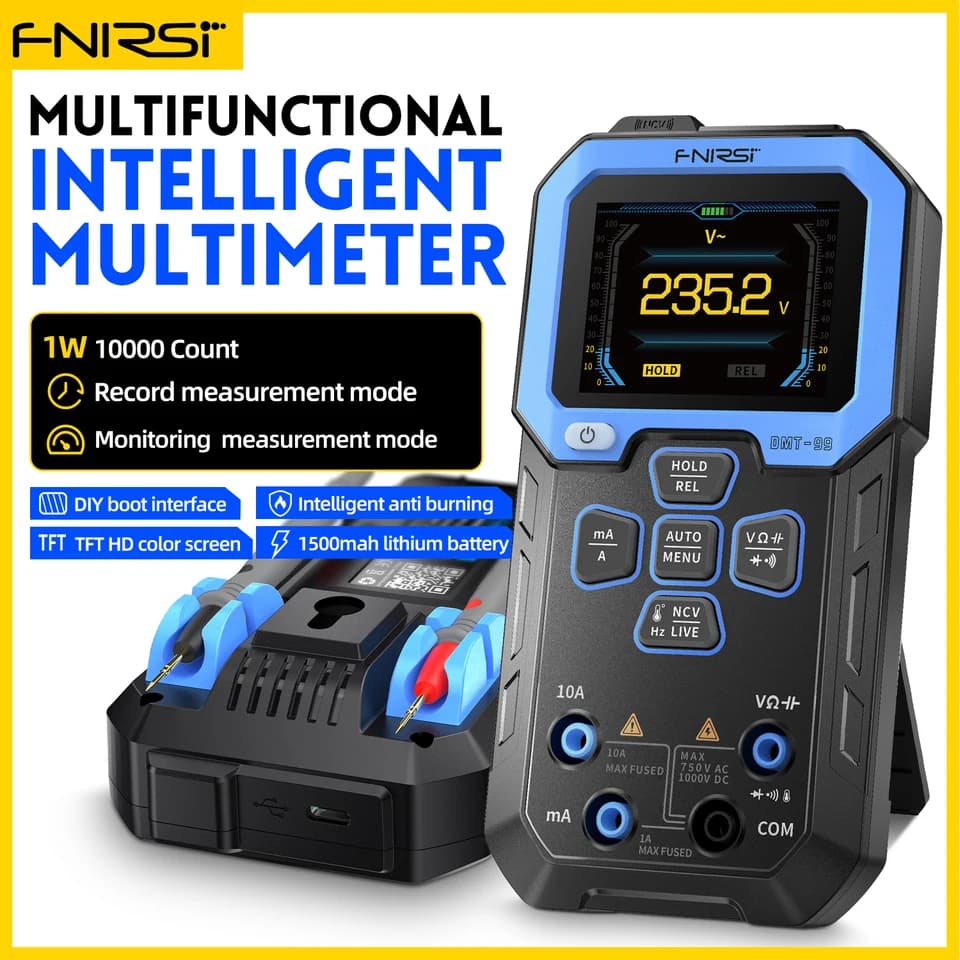 FNIRSI DMT-99 Multimeter | 9999 Counts True RMS | 1000V 10A Auto Range - Thumbnail 6