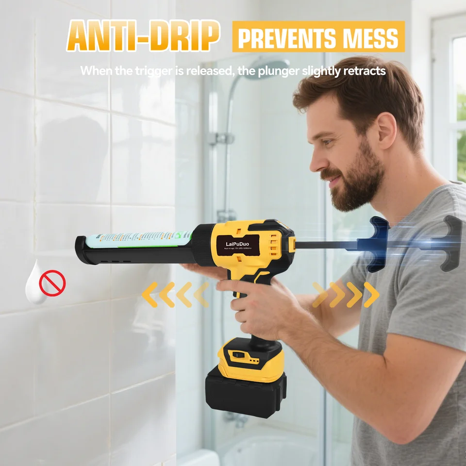 Battery Sealant Gun 300ml | Cordless 6-Speed | For Dewalt 20V - Thumbnail 5