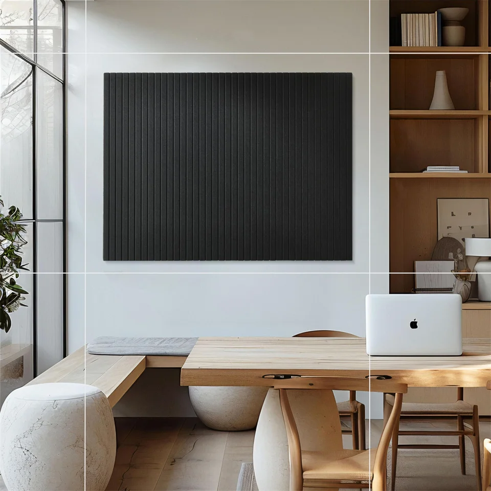 Large Cork Board 6pc Set | Black Felt Alternative Slat Wall Panels | Office Bulletin Tiles - Thumbnail 4