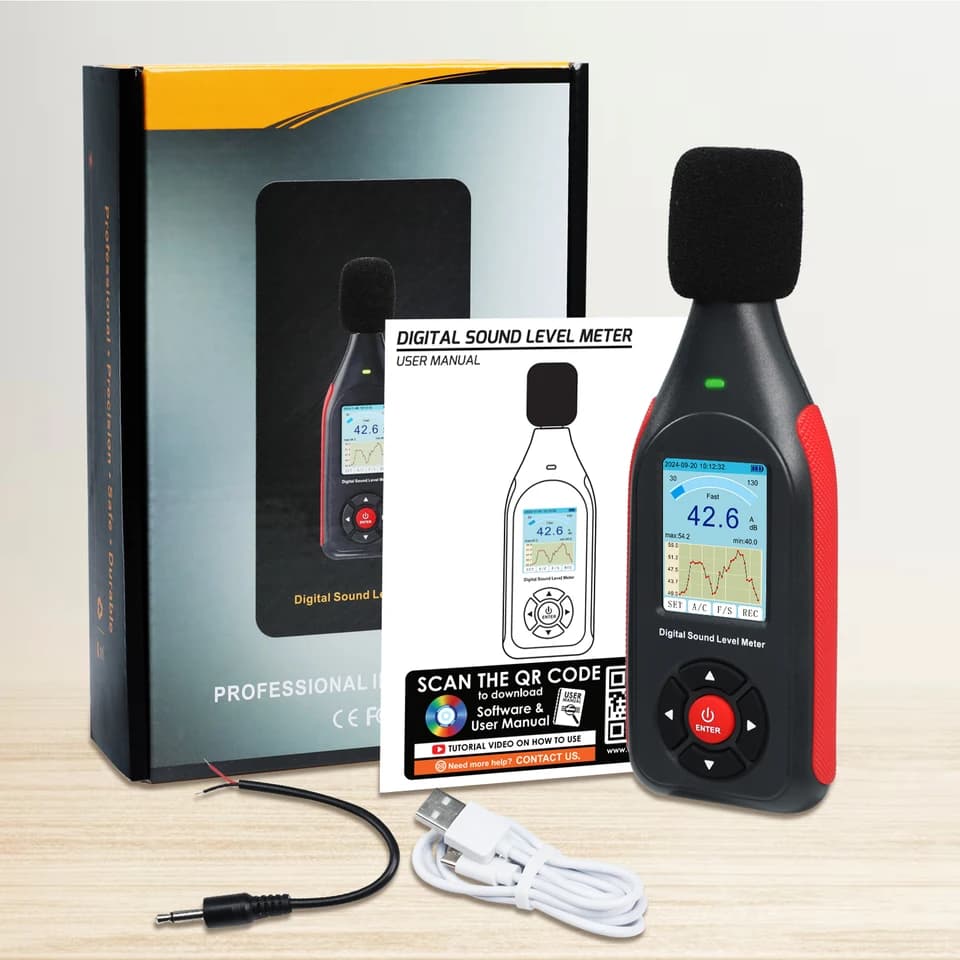 Sound Level Meter | 43,000 Data Storage | Digital Handheld Decibel Meter - Thumbnail 3
