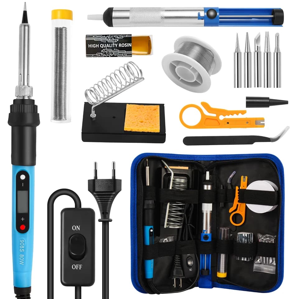 80W LCD Digital Soldering Iron Kit | Adjustable Temp with Switch | Electronics Repair - Thumbnail 2