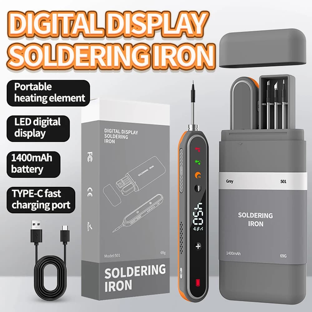 USB-C Digital Soldering Iron | Wireless Temperature Control | 8-15W, 180-450°C - Thumbnail 2