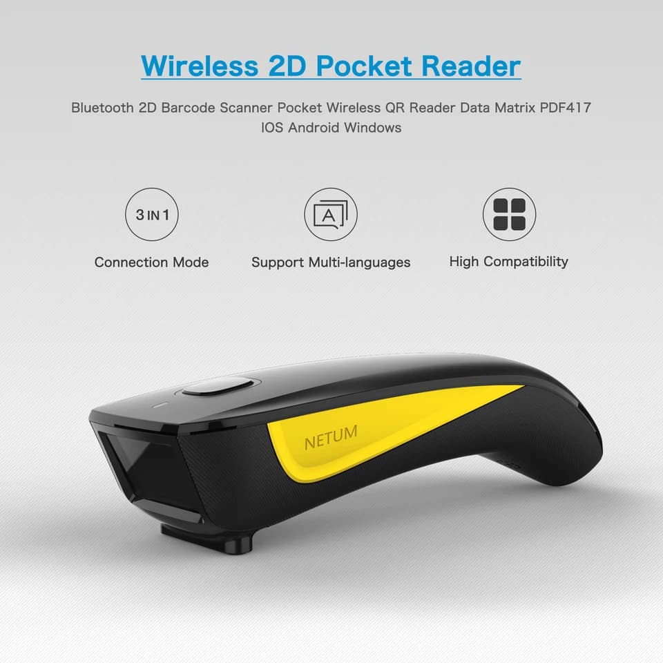 NETUM C750 Bluetooth Barcode Scanner | Pocket 2D 1D QR | Industrial Use - Thumbnail 3