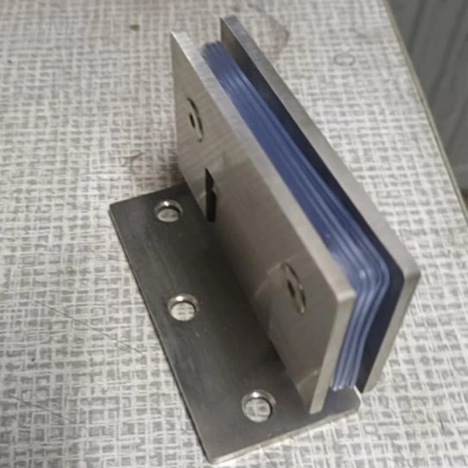 90 Degree Glass Gate Hinges | Bathroom Shower Door Clamp | For 8-12mm Glass - Thumbnail 2