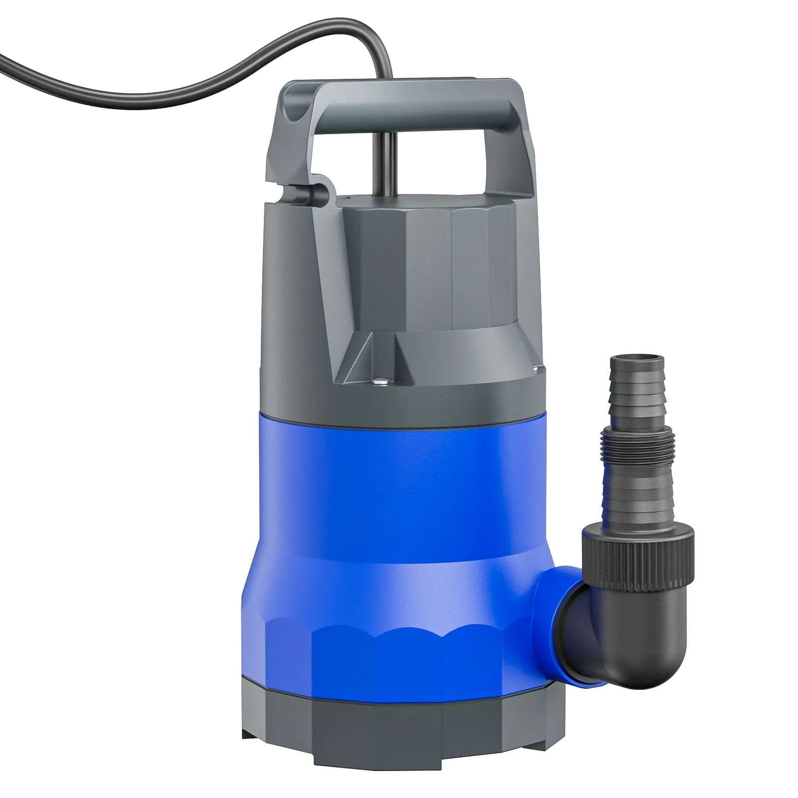 1HP submersible sump pump with 4500 GPH capacity for clean or dirty water, portable design for pools, hot tubs, and basement drainage.