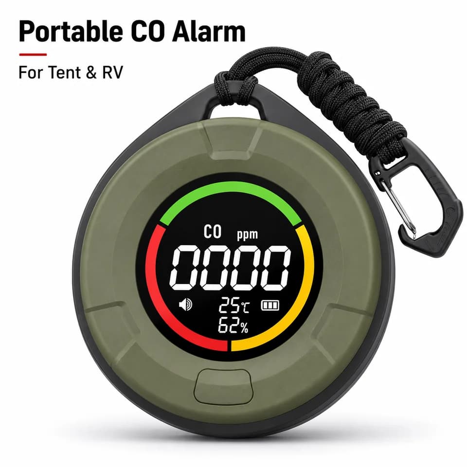 10E 5-in-1 Carbon Monoxide Detector | CO2, Temp & Humidity Alarm | Portable RV Use - Thumbnail 2