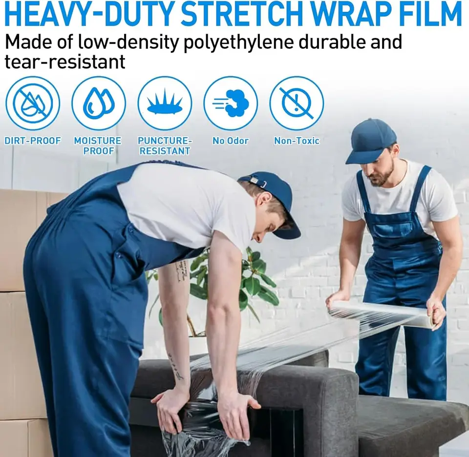 Heavy-Duty Pallet Wrap | 60 Gauge Strength | 15 x 1000ft Roll for Packing - Thumbnail 3