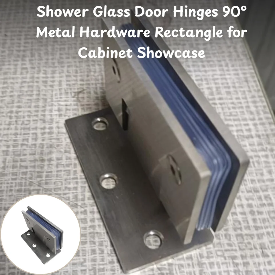 90 Degree Glass Gate Hinges | Bathroom Shower Door Clamp | For 8-12mm Glass - Thumbnail 3