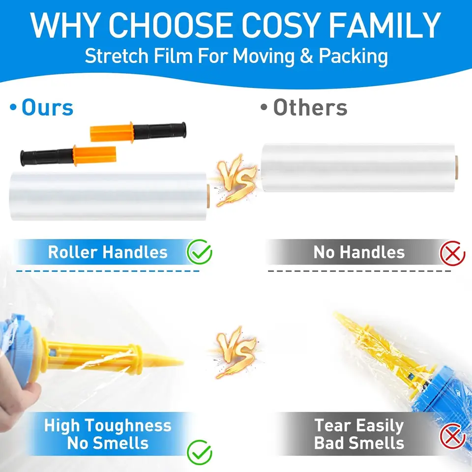 Heavy-Duty Pallet Wrap | 60 Gauge Strength | 15 x 1000ft Roll for Packing - Thumbnail 2