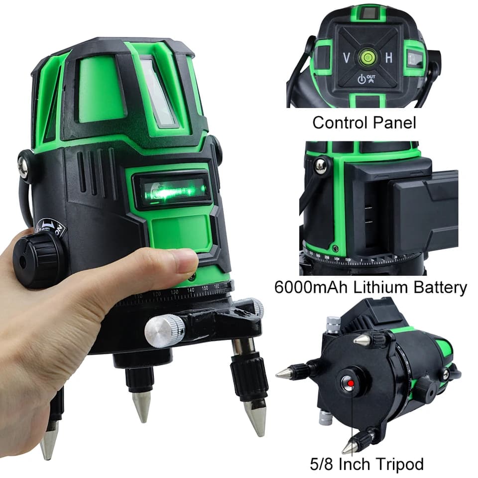 Self-Levelling Laser Level | 2/3/5 Line Green Cross | Vertical & Horizontal Alignment - Thumbnail 2