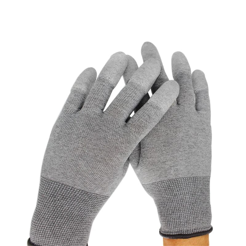 Vinyl Gloves for Phone Repair | PU Coated Non-Slip | 6 Pairs Off-White - Thumbnail 2