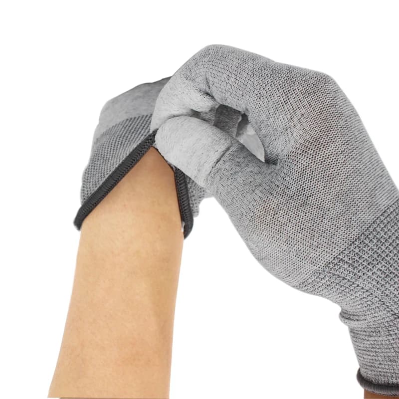Vinyl Gloves for Phone Repair | PU Coated Non-Slip | 6 Pairs Off-White - Thumbnail 4