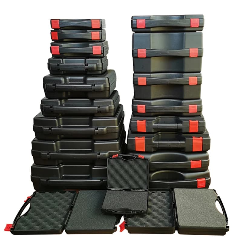Portable multifunctional hardware toolbox with plastic construction, suitable for instruments, notebooks, and outdoor equipment.