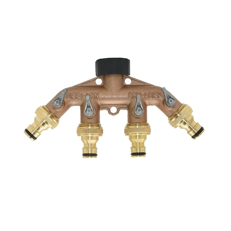Garden Water Pipe 4-Way Splitter | Brass 3/4" Thread | Irrigation Valve Quick Connector - Thumbnail 5
