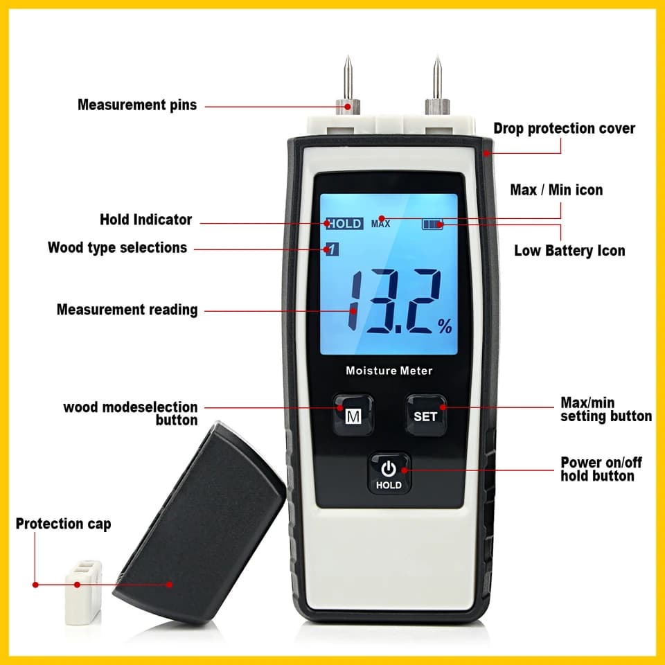 Moisture Meter RZ660 | Digital Wood Tester | 0-80% Range - Thumbnail 3