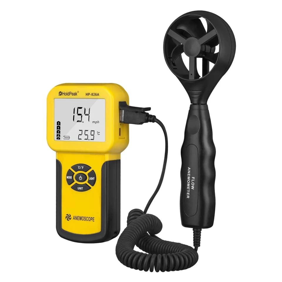 HP-826A Digital Anemometer | 0.3-30m/s Wind Speed & Air Volume | Handheld Tester - Thumbnail 2