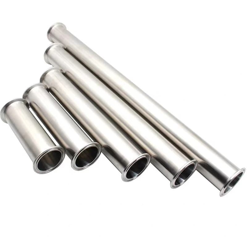 Sanitary Tri Clamp Spool Tube in SS304 stainless steel, available in multiple diameters from 19mm to 3 inches and lengths up to 500mm.