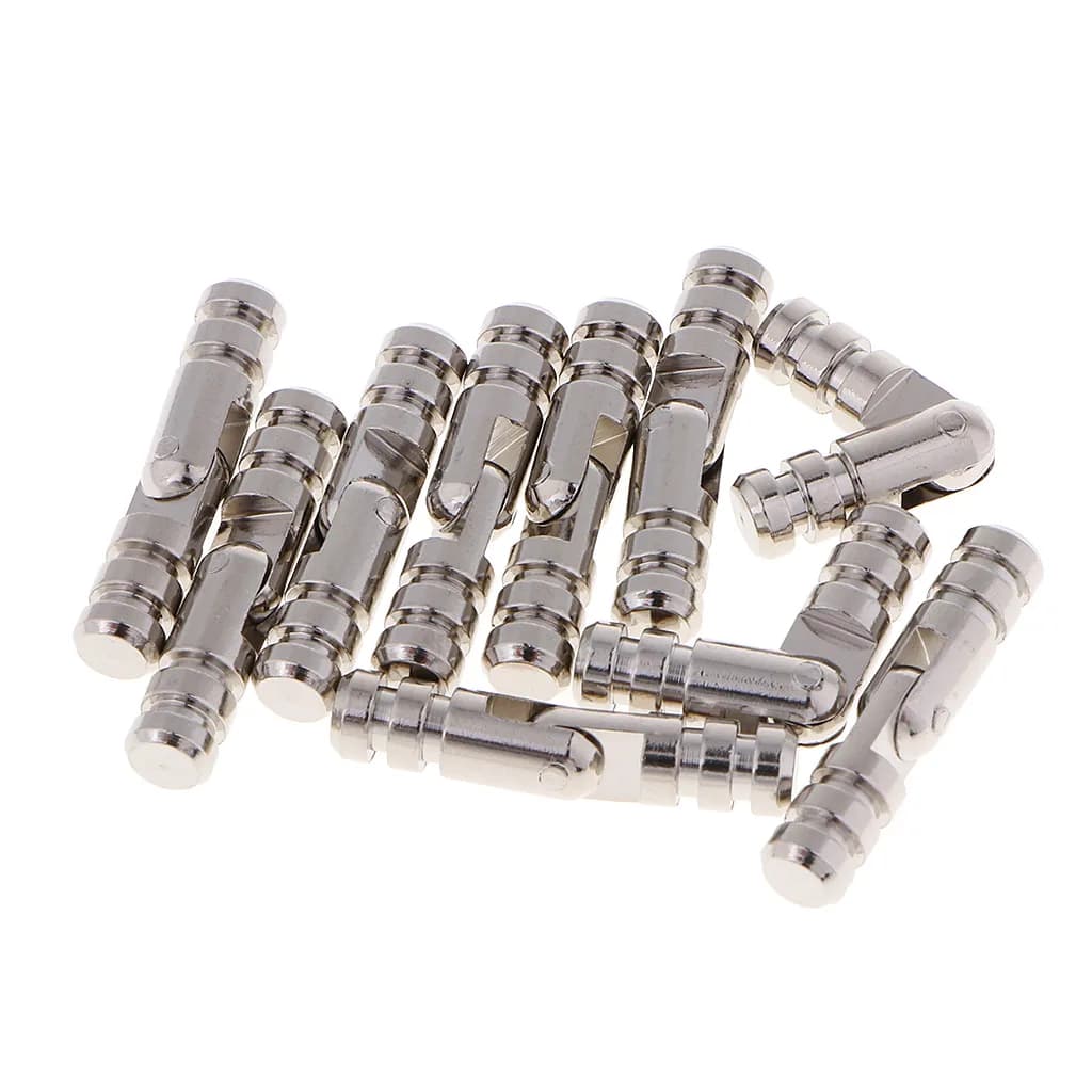 Ten copper barrel mini hinges measuring 25x5mm for hidden installation on craft wooden boxes or cylindrical gifts.