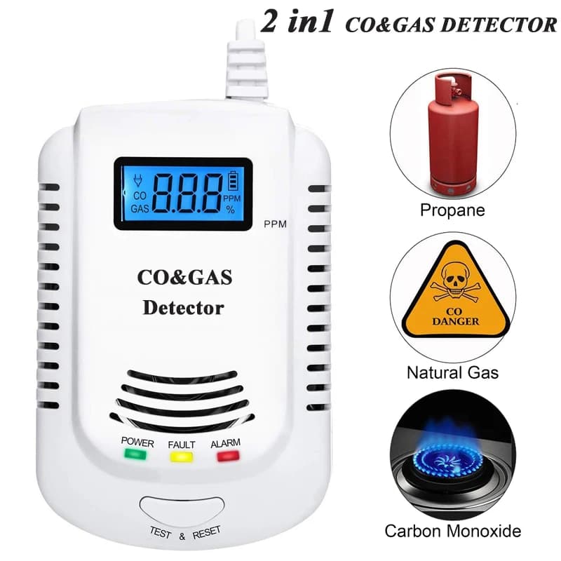 2-in-1 Carbon Monoxide & Gas Detector | Plug-in CO & Methane Alarm | Voice Prompt & LED Display - Thumbnail 2