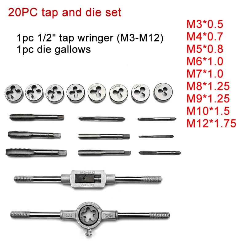 and Die Set | M3-M12 Metric Threads | Tungsten Carbide Hand Tool - Thumbnail 7