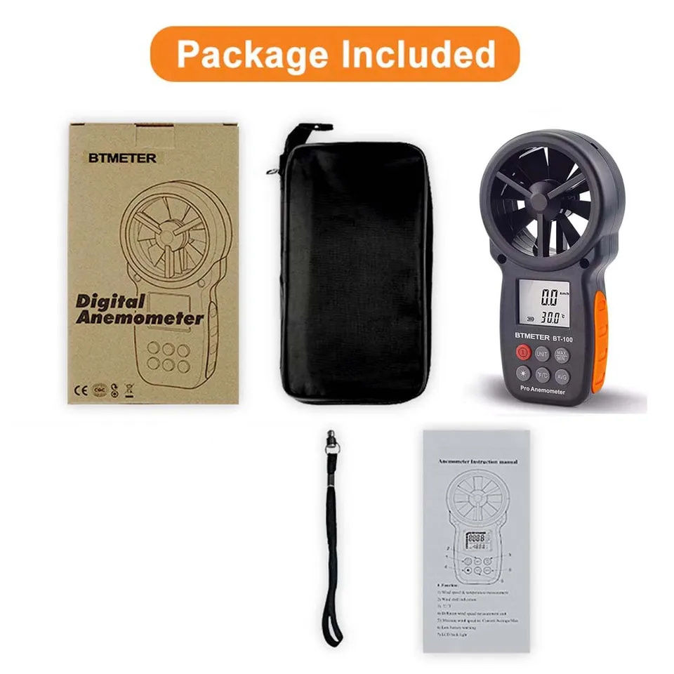 BT-100 Anemometer | Wind Speed & Temperature Meter | Backlit LCD - Thumbnail 5