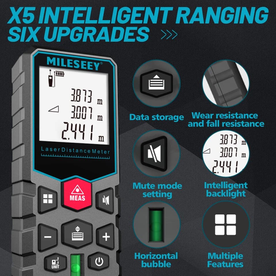 Mileseey X5 Laser Measure | 60m Digital Distance Meter | Industrial Grade - Thumbnail 5