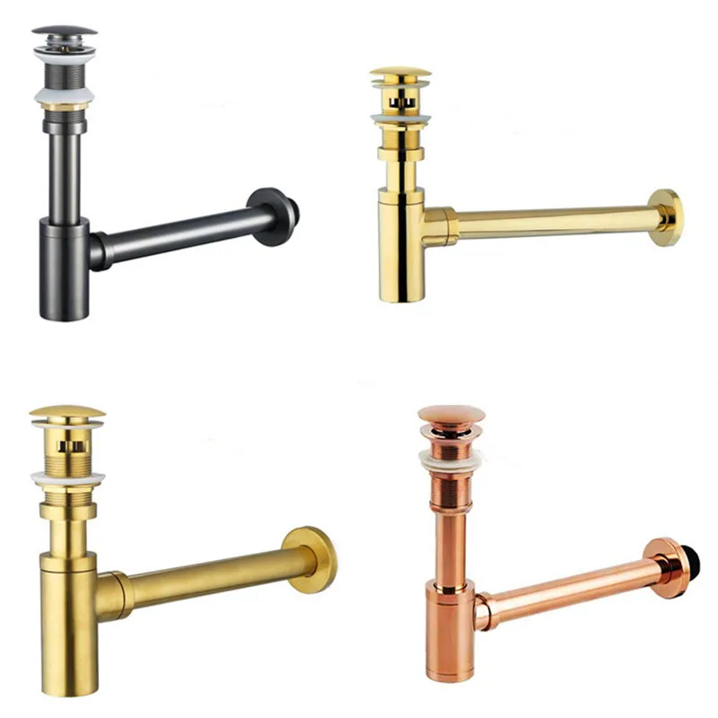 Black Bottle Trap Basin Waste Kit | Deodorising Pop-Up Drain | Gold Finishes DR444 - Thumbnail 5