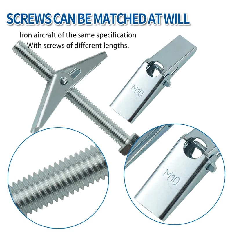 Plasterboard Fixings | M4-M10 Spring Toggle Anchors | Hollow Wall Cavity Fixings - Thumbnail 3