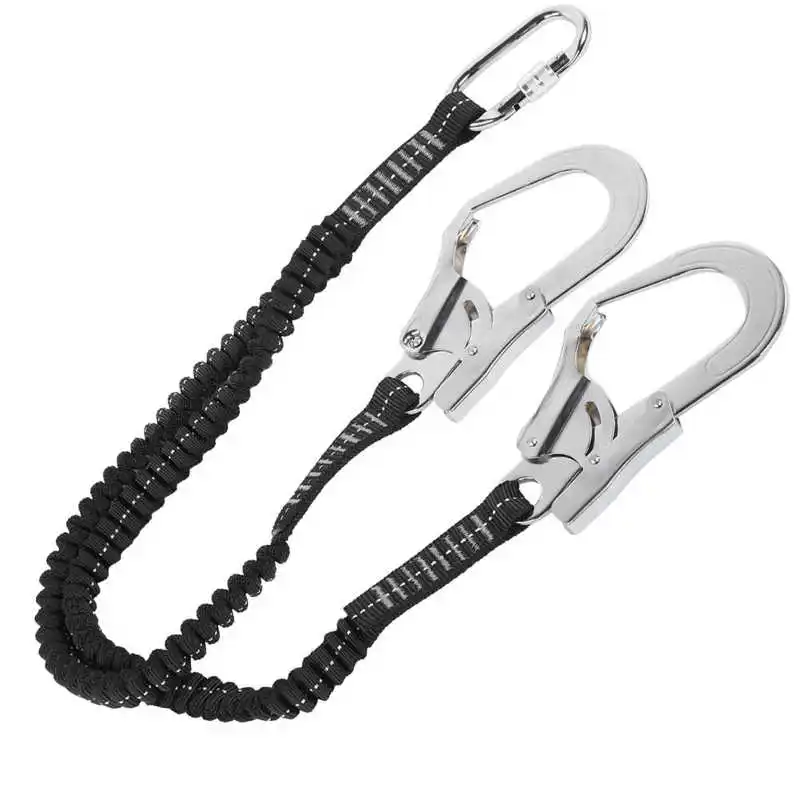 Aerial Work Safety Belt Rope High Altitude Protective Safety Elastic Buffer Sling Belt Double Hook Anti Fall Survival Rope - Image 1