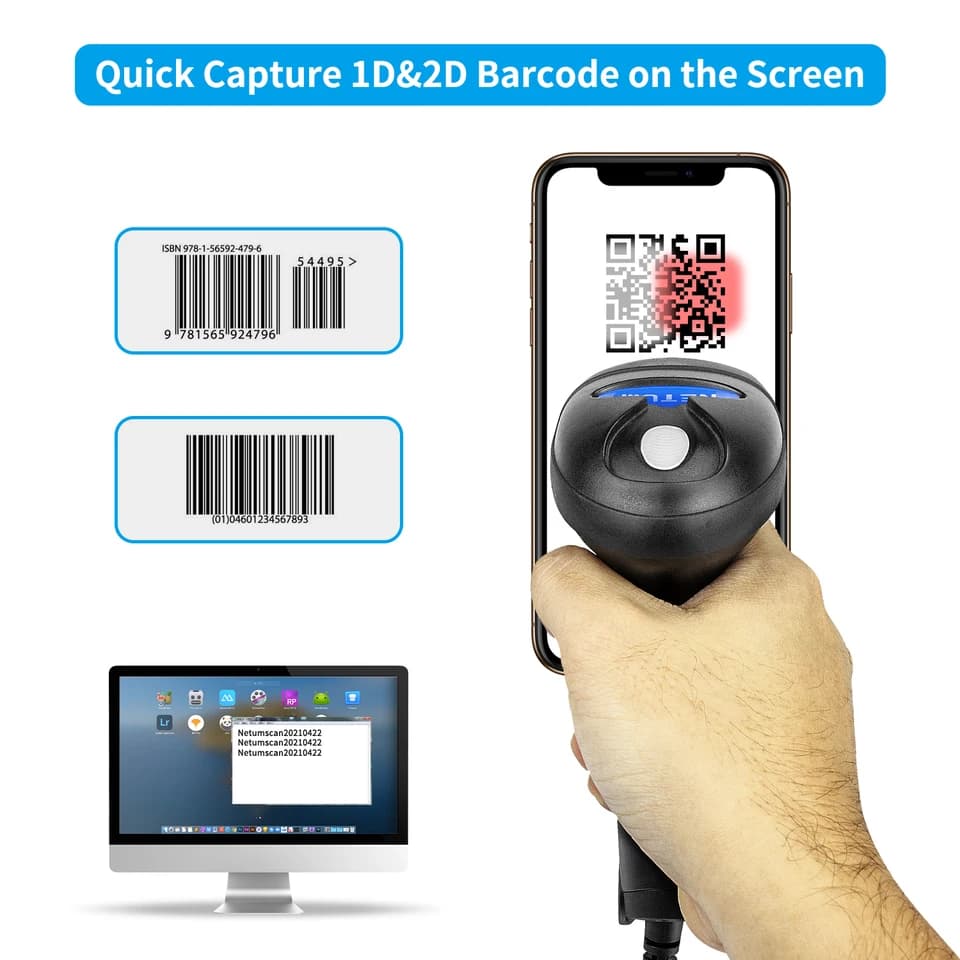 NETUM L8 Wireless 2D Barcode Scanner | L5 Wired 1D/2D QR Reader | For Inventory & POS - Thumbnail 5