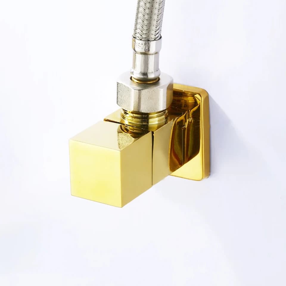 Brass Toilet Valve Flush | G1/2 Quarter Turn Angle Stop | Polished Chrome Finish - Thumbnail 4