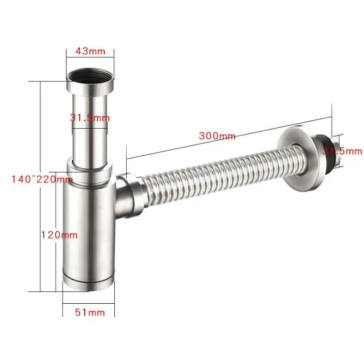 Bottle Trap Waste | SUS304 Stainless Steel P-Trap | Pop-Up Drain AG-027 - Thumbnail 6