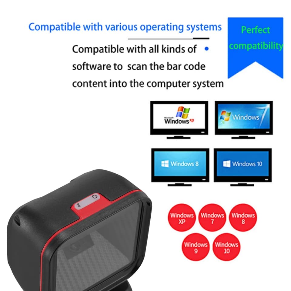 EV-J08 Barcode Scanner | 1D/2D Omnidirectional Desktop Reader | Auto-Sense for Retail - Thumbnail 3