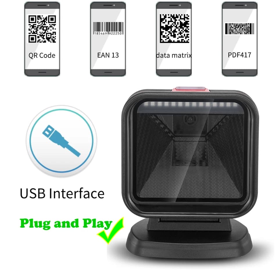 EV-J08 Barcode Scanner | 1D/2D Omnidirectional Desktop Reader | Auto-Sense for Retail - Thumbnail 2