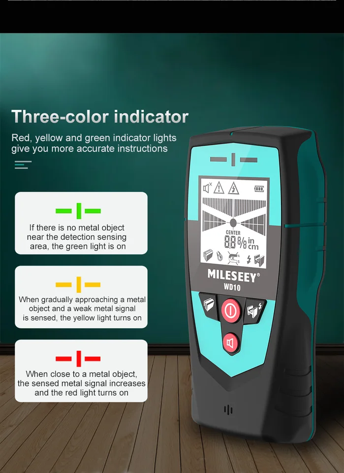 Mileseey Stud Finder | Large Area Sensor | Metal & Wire Detector - Thumbnail 5