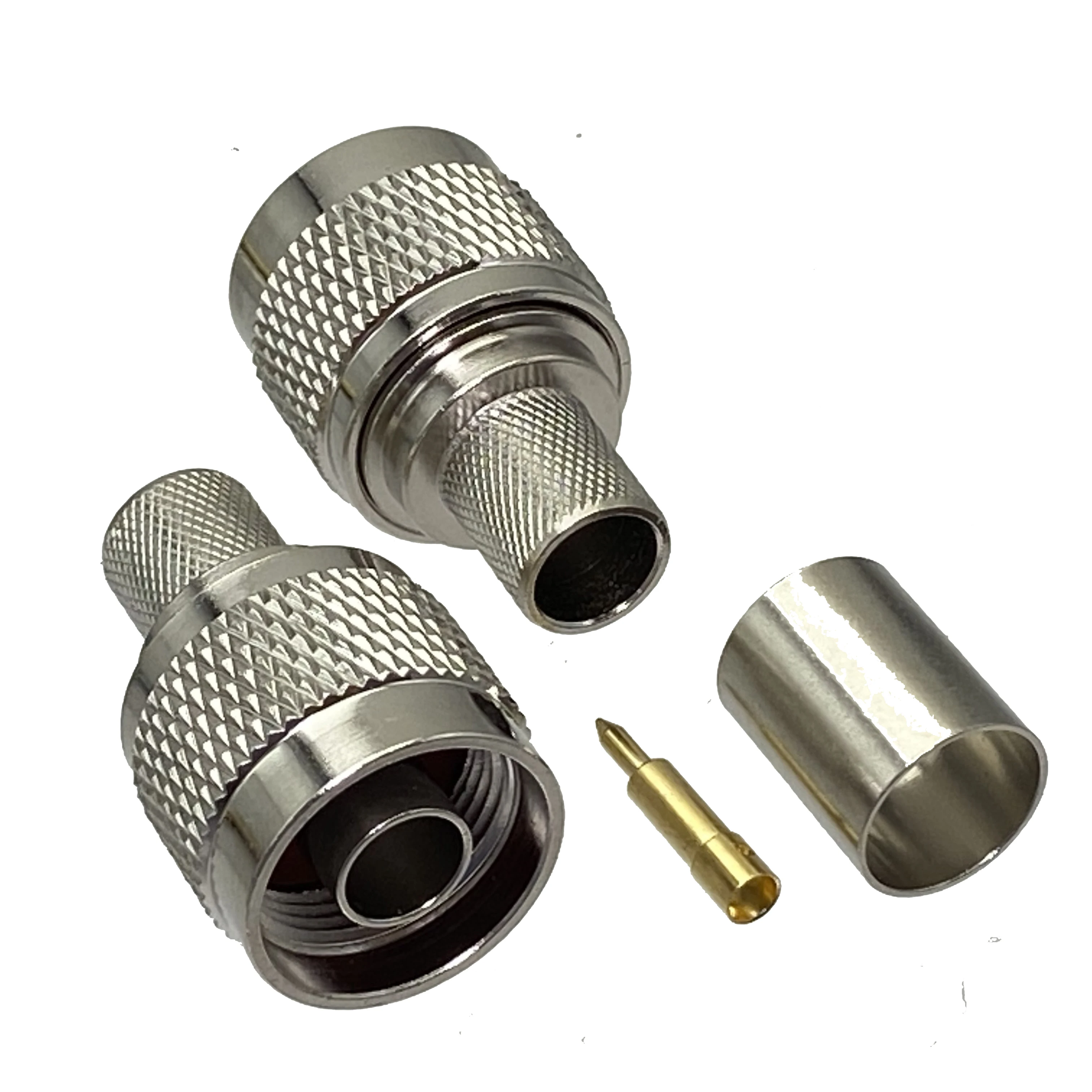 N-Male Crimp Connectors | RG8, RG213, LMR400 Coaxial Cable | 10-Pack - Image 1