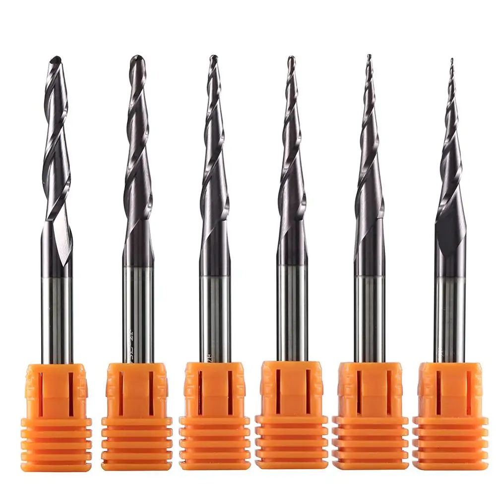 Carbide Taper Ball Nose Bit | Coated End Mill | CNC Milling Cutter for Wood & Metal