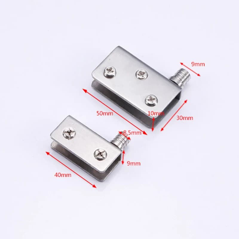Glass Pivot Gate Hinges | Stainless Steel for 5-8mm Glass | Cabinet Door - Thumbnail 2