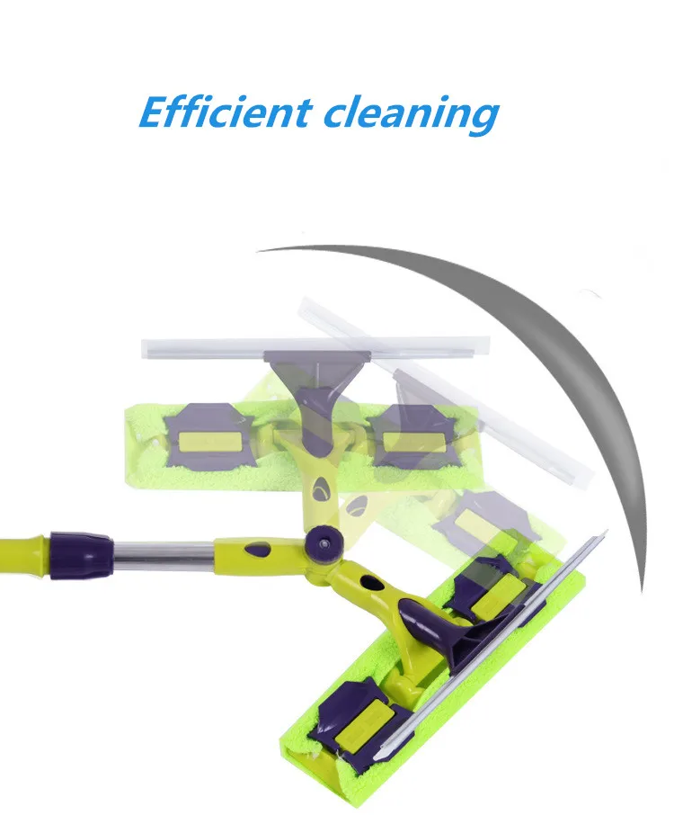 Telescopic Window Cleaning Pole | Squeegee & Scrubber | Rotating Head, Long Reach - Thumbnail 3
