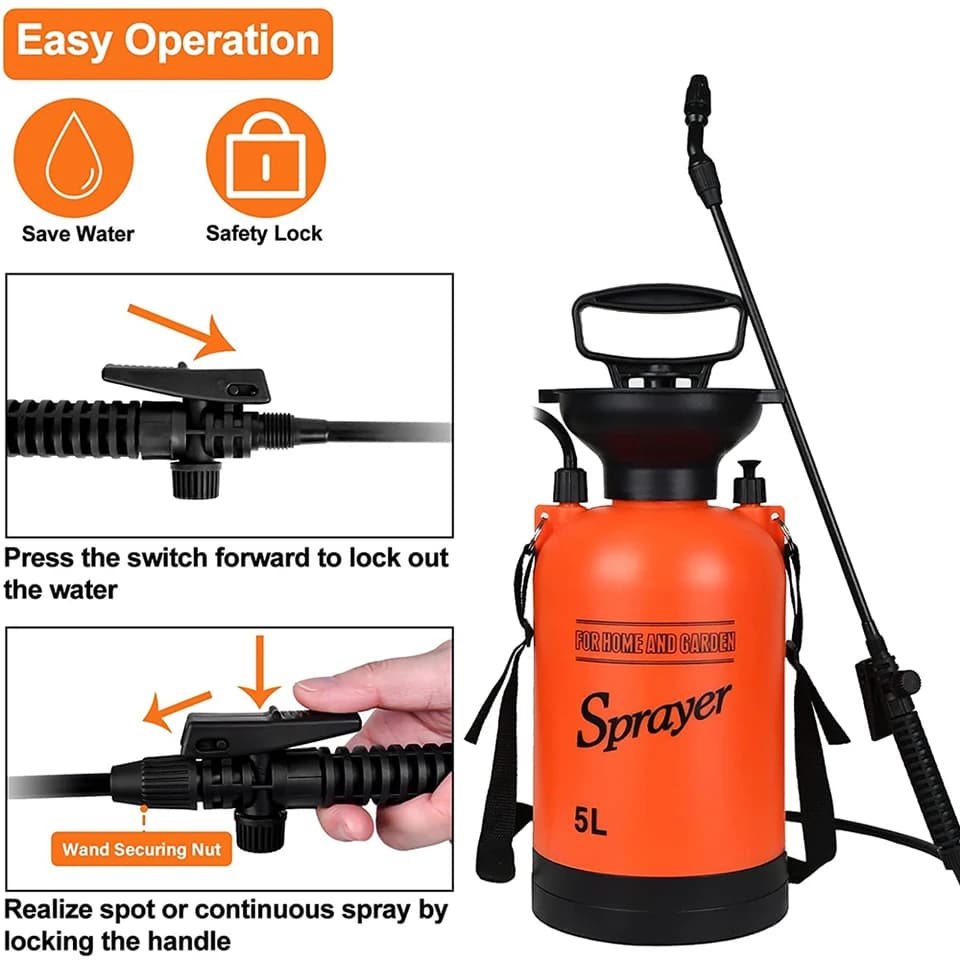 3/5L Pressure Hand Sprayer | Garden & Disinfection | Watering Can Tool - Thumbnail 5