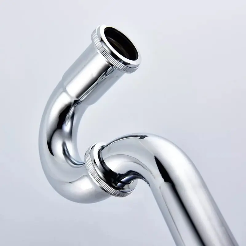 Chrome Bottle Trap Waste Kit | Round P-Trap Siphon | For Basin Vanity Pipes - Thumbnail 3