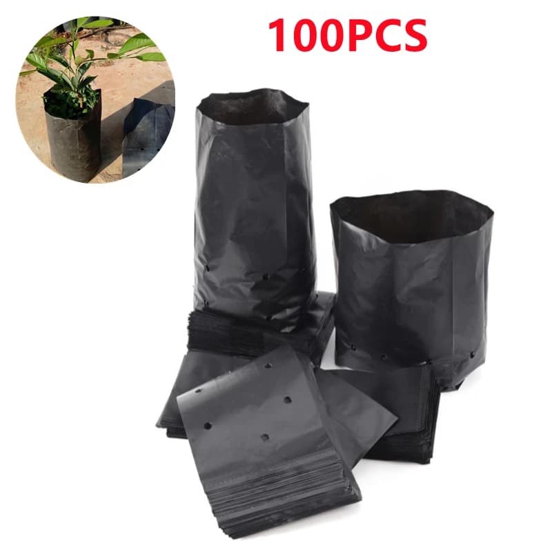 Bags for Seedlings | 100pc Thickened PE Pots | Breathable Holes - Thumbnail 2