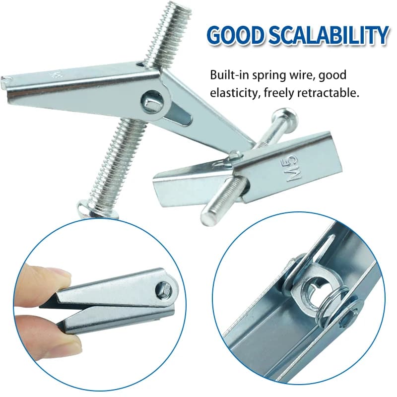 Plasterboard Fixings | M4-M10 Spring Toggle Anchors | Hollow Wall Cavity Fixings - Thumbnail 4