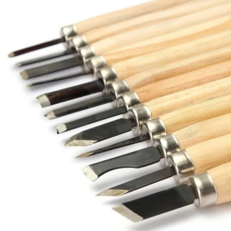 12pcs Professional Wood Carving Chisel Knife Hand Tool Set For Basic Detailed Carving Woodworkers Gouges - Image 1