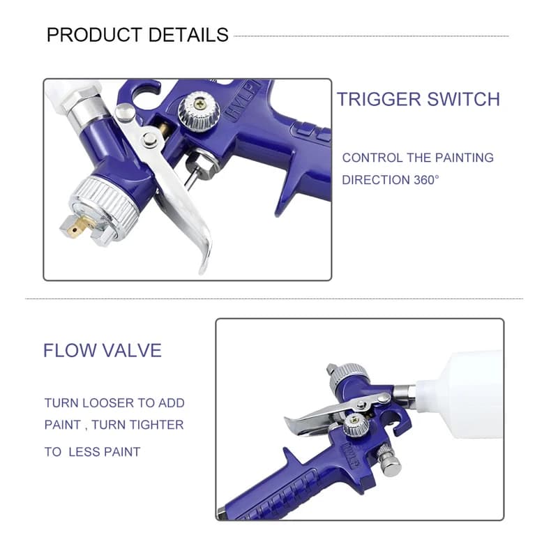 HVLP Paint Sprayer | 0.8/1.0mm Nozzles | Car Painting Tool - Thumbnail 6