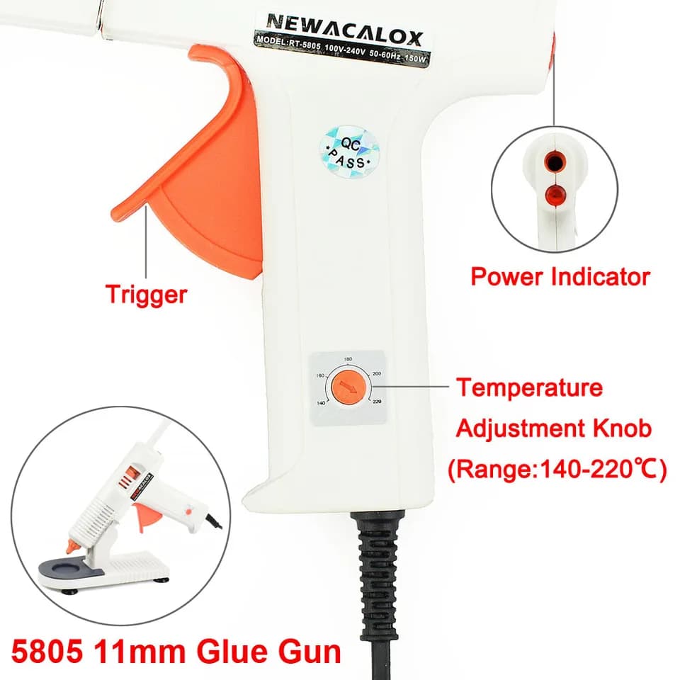 NEWACALOX Glue Gun | 220V, 7/11mm Sticks | Home & Industrial Use - Thumbnail 5