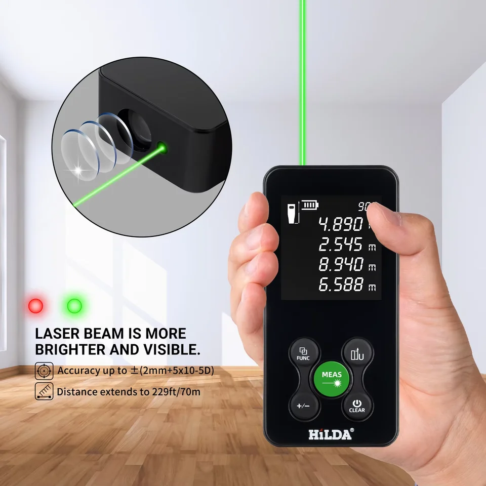 HILDA Laser Measure 50/100/120m | Rechargeable Digital Tape | Angle Measurement - Thumbnail 5