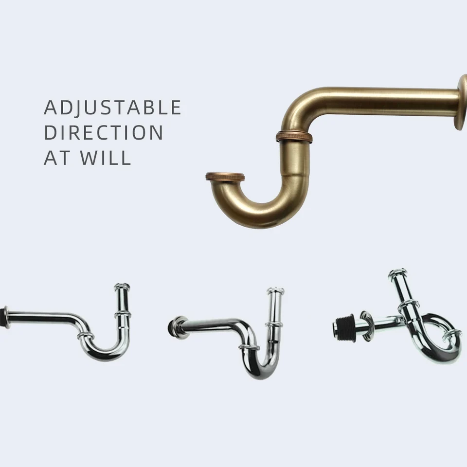 Bathroom Sink Drain Pipe Kit | Flexible Bottle Trap | Antique Pop-Up Waste - Thumbnail 4